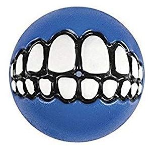 Rogz Grinz Ball voor honden, groot, 7,8 cm, blauw