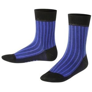 FALKE Oxford uniseks sokken voor kinderen, katoen, zwart, grijs, versterkte kleuren, fijn gestreept, ideaal voor de zomer, 1 paar, Zwart (Zwart 3000)