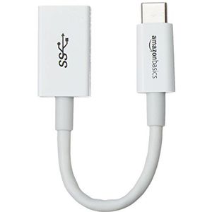 Amazon Basics Adapterkabel USB C stekker naar A bus (3.1 Gen 1) 5 Gbit/s High Speed USB-IF-gecertificeerd voor laptops, tablets, telefoons, 1 stuk, wit