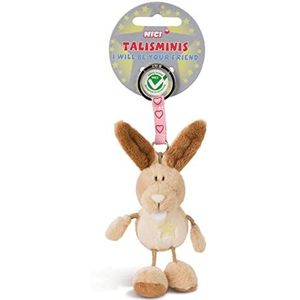 Sleutelhanger konijn 7cm beige - knuffeldier hanger met sleutelhanger voor sleutelhanger, sleutelhanger en sleutelhanger geluksbrenger tas met boodschap