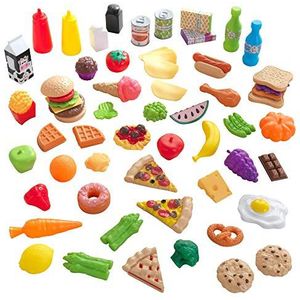 KidKraft 63510 set fruit, groenten en accessoires van kunststof, kinderdiner, imitatiespel, 65-delig