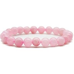 DOJA Barcelona | Natuurstenen armband, rozenkwarts | armband van stenen parels 8 mm | elastische armbanden edelsteen lithotherapie | voor herenarmband, damesarmband