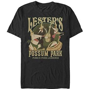 Disney A Goofy Movie T-shirt met korte mouwen Lesters Possum Park Organic Unisex, zwart.