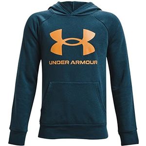 Under Armour Rival fleece hoodie voor jongens, Note blauw (413)/oranje Omega