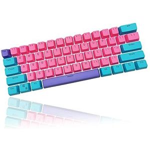 WHYSP 61 PBT paarse toetsen voor 60% toetsenbord, Ducky One 2 mini-toetsen met achtergrondverlichting voor Cherry MX en Gateron Switches 60% mechanisch toetsenbord RK61/Apex Pro 2/Anime/Joker (roze)