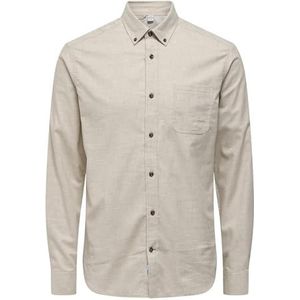 Only & Sons Onsroad Life Reg Melange Ls Shirt met lange mouwen voor heren, Zilveren voering.