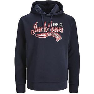 Jack & Jones Essentials Logo 2 Heren Sweatshirt, Donkerblauw - Rood - Wit