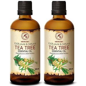 Tea Tree olieset – 2 x etherische olie 100 ml, 100% puur & natuurlijk, essentiële olie – aromatherapie – geurolie – geurverspreider – ontspanning – toevoegen aan bad & cosmetica – massage – wellness –