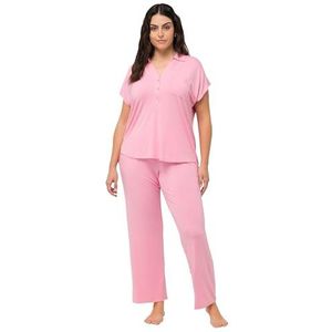 Ulla Popken pyjama, overhemdkraag, pyjamaset voor dames, Lila.