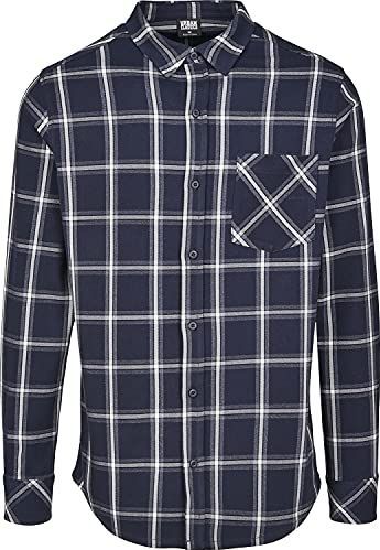 Urban Classics Basic geruit overhemd voor heren, marineblauw/wit (00159)