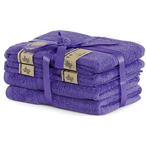 DecoKing Set van 6 handdoeken, katoen, bamboe, viscose, 4 handdoeken, 50 x 100 cm, 2 handdoeken, 70 x 140 cm, paars, pruimenkleurig, absorberend, antibacterieel, bamboe