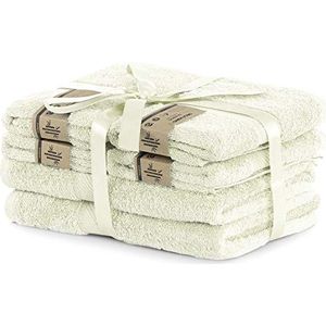 6 badhanddoeken katoen ecru, 4 handdoeken 50 x 100 cm en 2 douchehanddoeken 70 x 140 cm, bamboe viscose absorberend antibacterieel bamboe ivoor