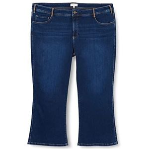 TRIANGLE Jeans-Hose, Cropped Flare Leg Pantalon en Denim, Jambe évasée raccourcie Femme, Bleu, 54