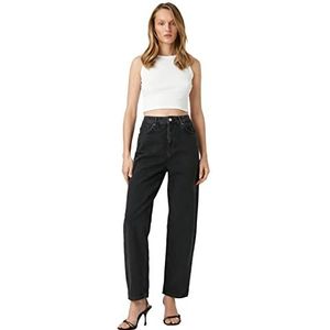 Koton Pantalon en jean skinny pour femme Coupe droite Taille haute Eve, Noir (noir), 26
