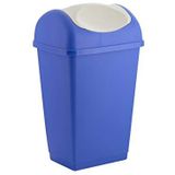 axentia Afvalemmer met kanteldeksel in de kleuren blauw en wit, kunststof emmer voor keuken en badkamer, afvalemmer met kanteldeksel, inhoud ca. 15 liter