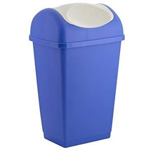 axentia Afvalemmer met kanteldeksel in de kleuren blauw en wit, kunststof emmer voor keuken en badkamer, afvalemmer met kanteldeksel, inhoud ca. 15 liter