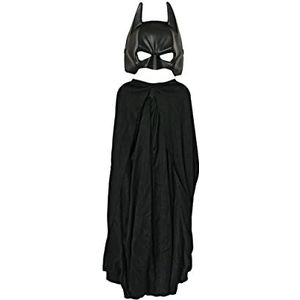 RUBIES Officiële DC Batman verkleedset zwarte cape + zwart pvc-masker voor kinderen, één maat, met de afbeelding van de superheld Batman, voor Halloween, carnaval, Kerstmis