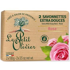 Zeep de Provence du Petit Olivenvier Rose met oliën en geuren van de stad Grasse in de Provence, verpakking van 2 (2 x 100 g)
