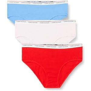 Tommy Hilfiger Bikinibroekje voor dames, 3 stuks (buitenmaat), Woest rood, blauw, parelmoer roze, XL