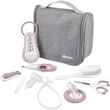 Béaba, Nomade toilettas voor baby's, 9 accessoires, inclusief badthermometer, digitale thermometer, bijtring, kniemassageapparaat, vlinders, babyhand, oud roze