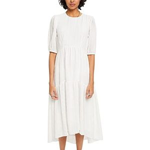 Esprit Collection Lichte midi-jurk met ballonmouwen, gebroken wit, 34, gebroken wit