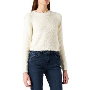 Urban Classics Dames, cropped veather sweater voor dames, wit zand