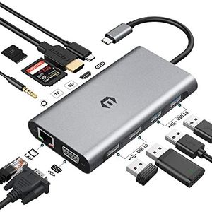 HOPDAY HOPDAY USB C Hub USB C naar HDMI Adapter Dual Display USB C met HDMI 4K HDMI 100W PD opladen USB 3.0/2.0 SD / TF-kaartlezer Lenovo Laptop Surface Pro