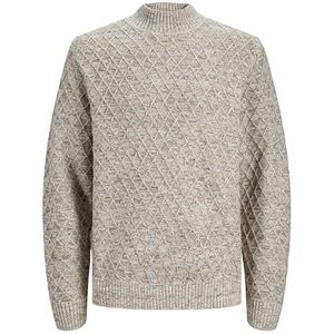 JACK & JONES Jprccziggi gebreide herentrui, Oatmeal/details: melange, L, Oatmeal/details: mix