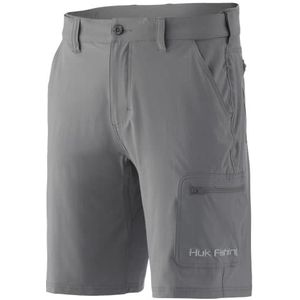 HUK 17,8 cm Next Level heren visshorts | sneldrogend met UPF 30+ zonwering, Grijs gecoat