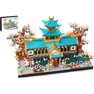 OundarM Mini-bouwblokken voor tuin, klassiek, Chinees, Sakura, botanische collectie, bouwset voor volwassenen, 14+ jongeren, home decor-accessoires, niet compatibel met Lego (2350 stuks)