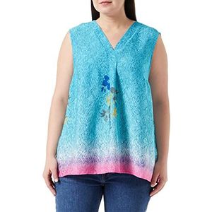 Samoon 260042-21061 Damesblouse, Cyaan Gemustert