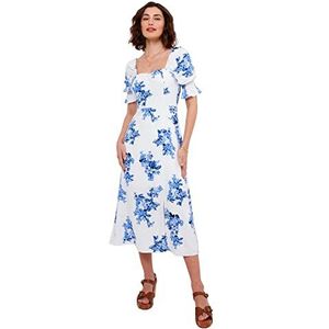 Joe Browns Klassieke midi-jurk van linnen met bloemenpatroon en hartuitsnijding voor dames (1 stuk), Meerkleurig