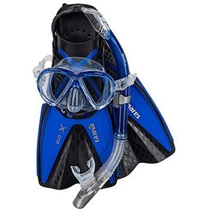 Mares - Aquazone snorkelmasker en zwemvliezen, set X-One Marea, set met masker, snorkel en snorkelvliezen voor volwassenen - uniseks, blauw, M/L