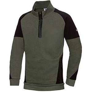 BP 1828-293-7332-S sweatshirt met halve ritssluiting, lange mouwen, opstaande kraag met ritssluiting, stretch stofmix 280 g/m2, olijf/zwart, S