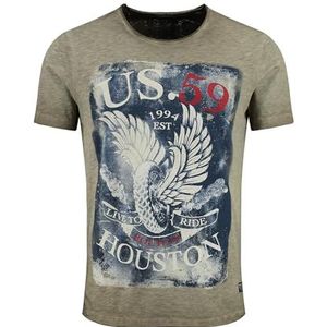 KEY LARGO MT00543 Houston USA Biker T-shirt voor heren, vintage look, Mil Groen