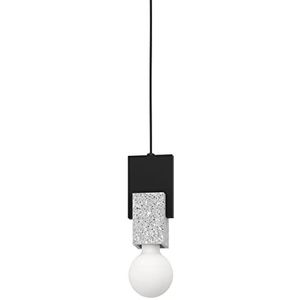 EGLO Hanglamp Lobatia, 1 lamp hanglamp, terrazzo in grijs wit, hout, metaal in zwart, eettafellamp, woonkamerlamp hangend, E27