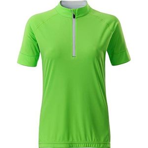 James & Nicholson Dames T-shirt Half Zip, groen (Bright Green/White)