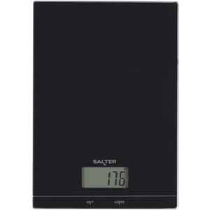 Salter Glass Elektronische keukenweegschaal, digitale ovenweegschaal, tarra toevoegen en wegen, lcd-display, vloeistofmeting, capaciteit 5 kg, gemakkelijk te reinigen, keuken