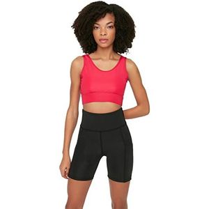 Trendyol Sportleggings, zwart, hoge taille, beweegbare details, yoga-shorts voor dames, zwart.