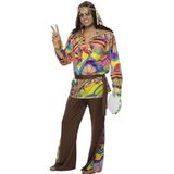 Smiffys hippie-kostuum, hippie, psychedelisch, heren, meerkleurig met broek, hemd, maat M
