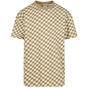 Urban Classics T-shirt décontracté à carreaux pour homme - Col rond - En coton - Tailles S à 5XL, Khakicheck, L