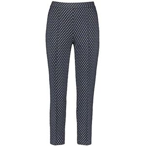 Gerry Weber Dames 7/8 stretch broek met zijsplitten 7/8 lengte 7/8 patroon zwart/blauw 44 / korte taille, Zwart/blauw patroon