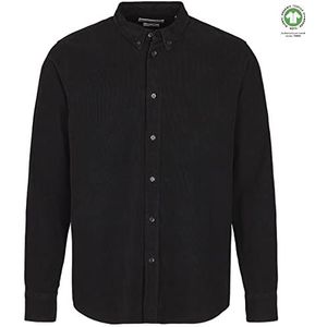 BY GARMENT MAKERS Sustainable; obviously! Vincent The Organic Corduroy T-shirt met knopen, uniseks, Jet Black, XXL, Jet zwart.