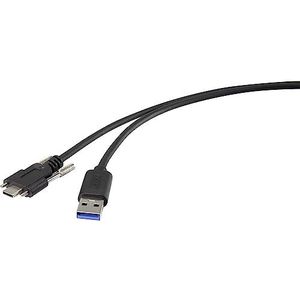 Renkforce USB 3.2 Gen1 kabel (USB 3.0 / USB 3.1 Gen1) USB-A stekker USB-C ™ stekker 1,00 m zwart om te schroeven RF-37