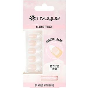 Invogue Acrylnagels, ovaal, Franse naakt, 120 stuks, 120 stuks