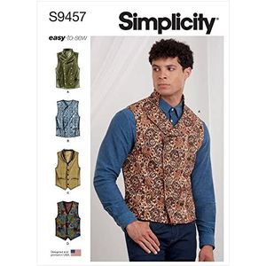Simplicity Naaipatroon voor heren S9457 BB-maat 44-46-48-50-52 wit vest patroon