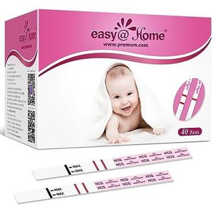 Easy@Home 40 Vroege Zwangerschapstests: 40 HCG-testen in 10 mIU/ml Strip, Nauwkeurige en Betrouwbare Detectie met de Gratis PREMOM Vruchtbaarheid Tracking App