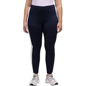 Ulla Popken Leggings thermo-fonctionnels pour femmes, rayures latérales leggings, marine, 42/44, bleu marine, 42/44 FR, navy color, 44-46