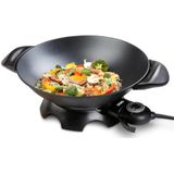 Domo elektrische wok DO8708W - Pan + steelpan - Zwart