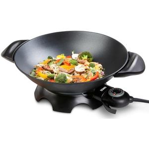 Domo elektrische wok DO8708W - Pan + steelpan - Zwart